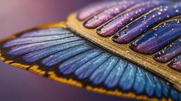 Close-up of a butterfly wing showcasing vibrant colors and intricate patterns. photo