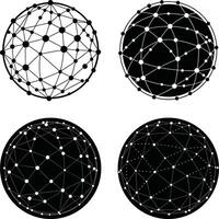 Four spheres with connected lines and dots vector