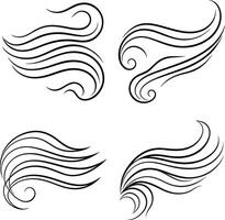 Flow Curve Line Art Elegant Set vector