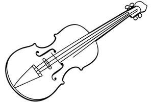 Simple black and white illustration of a cello. vector