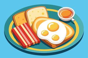 A breakfast of eggs, bacon, and toast, perfect for a healthy morning. vector