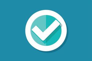 A modern graphic of a teal check mark icon. vector