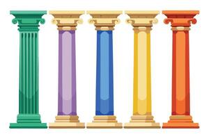 A Colorful Classical Columns, Ideal for Architectural Design vector