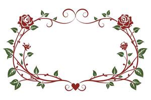 Elegant Rose and Vine Oval Frame Design for Graphic Use vector