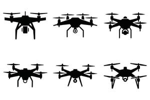 Collection of Drone Silhouettes in Various Angles vector