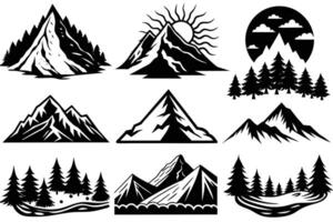 Set of Mountain Illustrations for Design vector