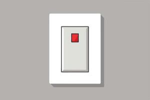 White electrical switch with red indicator. vector