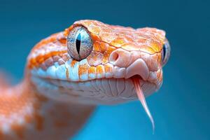 A close up of a snake's head with its tongue out photo