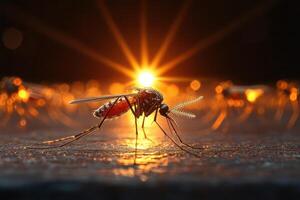 Mosquitoes in the sun with the sun shining photo