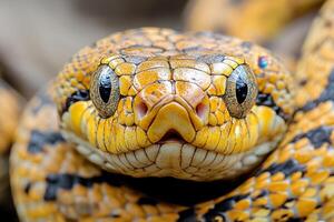 A close up of a snake's head photo