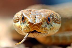 A close up of a snake's head with its mouth open photo