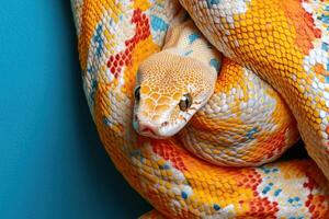 A snake with colorful patterns on its body photo