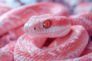 A pink snake with red eyes photo