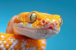 A close up of a snake with bright orange skin photo