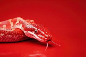 A red snake on a red background photo