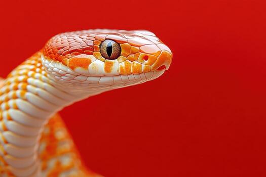 An orange snake with a red background photo