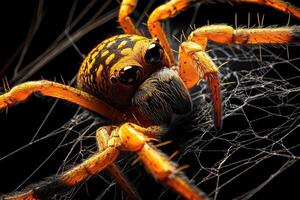A spider is sitting on its web photo