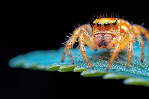 A close up of a spider on a leaf photo
