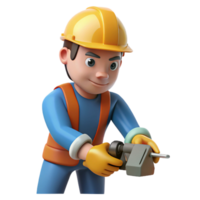magnificent contemporary Construction worker, using a power tool tool not visible , genuine png