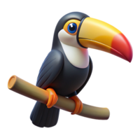 serene minimalist A toucan, perched on a branch branch not visible 4K png