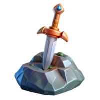 serene minimalist Excalibur, legendary sword, stuck in stone the stone is NOT part of the image , high resolution png