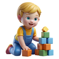 vibrant traditional Playing toddler with building blocks implied, not shown high resolution png