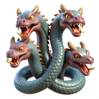signature surreal Hydra, multi-headed serpent NO BACKGROUND with Transparent Background. flawless png