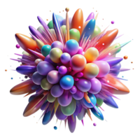 impressive industrial A dynamic, abstract explosion of colorful particles. NO BACKGROUND with Transparent Background. 4K png