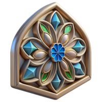 sumptuous romantic surreal Stained glass window fragment, floral pattern, NO BACKGROUND with Transparent Background. flawless png