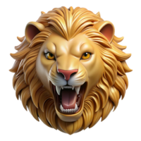 unforgettable creative Realistic lion head, roaring, golden mane, NO BACKGROUND with Transparent Background. artisan png