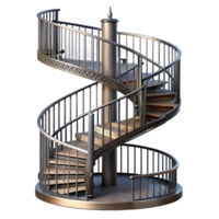 intense dazzling Spiral staircase, wrought iron, NO BACKGROUND with Transparent Background. studio quality png