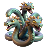 magnificent inspired Hydra, multi-headed serpent, each head capable of regrowing, NO BACKGROUND with Transparent Background. png