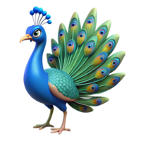 mysterious extraordinary A strutting peacock with tail feathers displayed NO BACKGROUND with Transparent Background. 8K png
