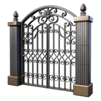 pristine distinguished Wrought iron gate, ornate design, NO BACKGROUND with Transparent Background. png