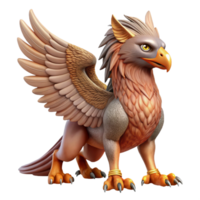 pristine sought-after A majestic griffin, wings spread, detailed feathers, sharp talons. NO BACKGROUND with Transparent Background. png