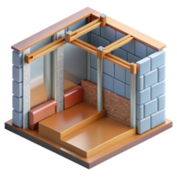 stunning peaceful bohemian Detailed section drawing of a wall assembly NO BACKGROUND with Transparent Background. artisan png