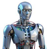 mesmerizing art deco Robot torso with exposed wires and mechanical components NO BACKGROUND with Transparent Background. gallery standard png