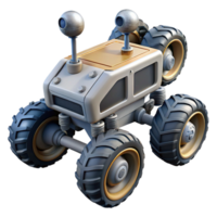 pristine dreamy geometric Space exploration rover, six wheels, sensor array, NO BACKGROUND with fine detail png