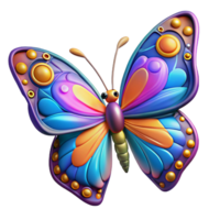 sumptuous harmonious baroque Butterfly, colorful wings, intricate patterns NO BACKGROUND with Transparent Background. expertly shot png