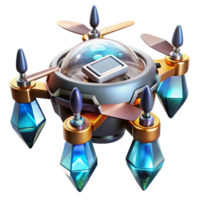 serene dynamic industrial Futuristic mining drone with laser drills NO BACKGROUND with Transparent Background. authentic png