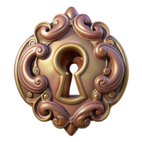 remarkable traditional Antique keyhole escutcheon, ornate design, NO BACKGROUND with Transparent Background. high resolution png