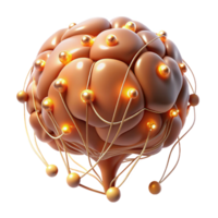 sumptuous distinguished A stylized brain, depicted with glowing neural pathways. NO BACKGROUND with Transparent Background. png