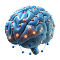 splendid artistic A single, human brain with glowing neural connections. NO BACKGROUND with Transparent Background. crisp png