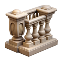timeless surreal Stone balustrade, carved details, NO BACKGROUND with Transparent Background. studio quality png