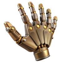 melancholic enchanting Steampunk robotic hand with articulated fingers and exposed wiring. NO BACKGROUND with Transparent Background. professional png