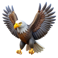 reflective mesmerizing A majestic bald eagle with spread wings. NO BACKGROUND with Transparent Background. sharp png