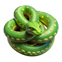 iconic classic A slithering green tree python. NO BACKGROUND with Transparent Background. expertly shot png