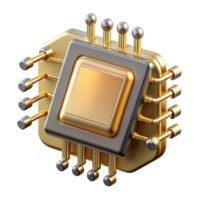 nostalgic picturesque Quantum computer processor with intricate gold wiring. NO BACKGROUND with Transparent Background. flawless png