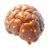 whimsical breathtaking A single, human brain with glowing neural connections. NO BACKGROUND with Transparent Background. top-tier png
