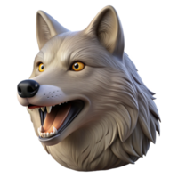 standout minimalist A single, realistic wolf head howling. NO BACKGROUND with Transparent Background. elite png
